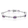 3 Carat Oval Shape Amethyst and Halo Diamond Bracelet, Platinum Overlay, 7 Inches Image-1