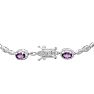 3 Carat Oval Shape Amethyst and Halo Diamond Bracelet, Platinum Overlay, 7 Inches Image-3