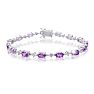 6 3/4 Carat Amethyst and Diamond Bracelet, Platinum Overlay, 7 Inches Image-1