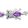 6 3/4 Carat Amethyst and Diamond Bracelet, Platinum Overlay, 7 Inches Image-2