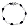 7 Carat Blue Sapphire and Diamond Bracelet In Platinum Overlay, 7 Inches
 Image-2