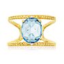 3.40 Carat Blue Topaz and Diamond Open Shank Ring In 14 Karat Yellow Gold Over Sterling Silver Image-1