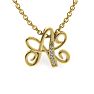 Letter A Diamond Initial Necklace In Yellow Gold With 6 Diamonds Image-1