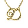 Letter D Diamond Initial Necklace In Yellow Gold With 6 Diamonds Image-1