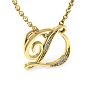 Letter D Diamond Initial Necklace In Yellow Gold With 6 Diamonds Image-2