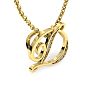 Letter D Diamond Initial Necklace In Yellow Gold With 6 Diamonds Image-3