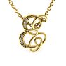 Letter E Diamond Initial Necklace In Yellow Gold With 6 Diamonds Image-1