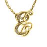 Letter E Diamond Initial Necklace In Yellow Gold With 6 Diamonds Image-2