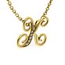 Letter K Diamond Initial Necklace In Yellow Gold With 6 Diamonds Image-2