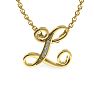 Letter L Diamond Initial Necklace In Yellow Gold With 6 Diamonds Image-1