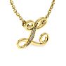 Letter L Diamond Initial Necklace In Yellow Gold With 6 Diamonds Image-2