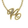 Letter N Diamond Initial Necklace In Yellow Gold With 6 Diamonds Image-1