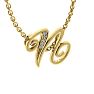 Letter N Diamond Initial Necklace In Yellow Gold With 6 Diamonds Image-2