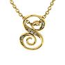 Letter S Diamond Initial Necklace In Yellow Gold With 6 Diamonds Image-1