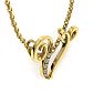 Letter V Diamond Initial Necklace In Yellow Gold With 6 Diamonds Image-3