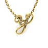 Letter Y Diamond Initial Necklace In Yellow Gold With 6 Diamonds Image-2