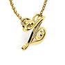 Letter Z Diamond Initial Necklace In Yellow Gold With 6 Diamonds Image-3