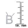 Letter B Diamond Initial Necklace In 14K White Gold With 13 Diamonds Image-4