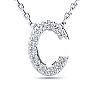 Letter C Diamond Initial Necklace In 14K White Gold With 13 Diamonds Image-1