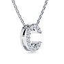 Letter C Diamond Initial Necklace In 14K White Gold With 13 Diamonds Image-2