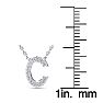 Letter C Diamond Initial Necklace In 14K White Gold With 13 Diamonds Image-4