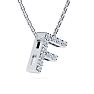 Letter F Diamond Initial Necklace In 14K White Gold With 13 Diamonds Image-2