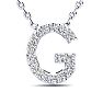 Letter G Diamond Initial Necklace In 14K White Gold With 13 Diamonds Image-1