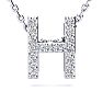 Letter H Diamond Initial Necklace In 14K White Gold With 13 Diamonds Image-1