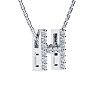 Letter H Diamond Initial Necklace In 14K White Gold With 13 Diamonds Image-2