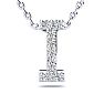 Letter I Diamond Initial Necklace In 14K White Gold With 13 Diamonds Image-1