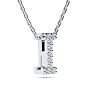 Letter I Diamond Initial Necklace In 14K White Gold With 13 Diamonds Image-2