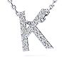 Letter K Diamond Initial Necklace In 14K White Gold With 13 Diamonds Image-1