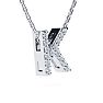 Letter K Diamond Initial Necklace In 14K White Gold With 13 Diamonds Image-2