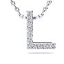 Letter L Diamond Initial Necklace In 14K White Gold With 13 Diamonds Image-1
