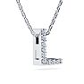 Letter L Diamond Initial Necklace In 14K White Gold With 13 Diamonds Image-2