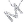 Letter M Diamond Initial Necklace In 14K White Gold With 13 Diamonds Image-1