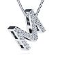 Letter M Diamond Initial Necklace In 14K White Gold With 13 Diamonds Image-2