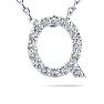 Letter Q Diamond Initial Necklace In 14K White Gold With 13 Diamonds Image-1