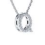 Letter Q Diamond Initial Necklace In 14K White Gold With 13 Diamonds Image-2