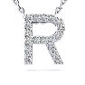 Letter R Diamond Initial Necklace In 14K White Gold With 13 Diamonds Image-1