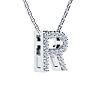 Letter R Diamond Initial Necklace In 14K White Gold With 13 Diamonds Image-2