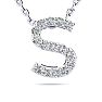 Letter S Diamond Initial Necklace In 14K White Gold With 13 Diamonds Image-1