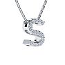Letter S Diamond Initial Necklace In 14K White Gold With 13 Diamonds Image-2