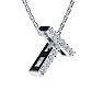 Letter T Diamond Initial Necklace In 14K White Gold With 13 Diamonds Image-2