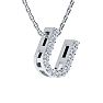 Letter U Diamond Initial Necklace In 14K White Gold With 13 Diamonds Image-2