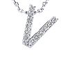 Letter V Diamond Initial Necklace In 14K White Gold With 13 Diamonds Image-1
