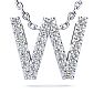 Letter W Diamond Initial Necklace In 14K White Gold With 13 Diamonds Image-1