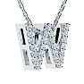 Letter W Diamond Initial Necklace In 14K White Gold With 13 Diamonds Image-2