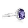 3 Carat Oval Shape Created Tanzanite and Diamond Halo Ring In Sterling Silver Image-2