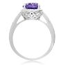 3 Carat Oval Shape Created Tanzanite and Diamond Halo Ring In Sterling Silver Image-3